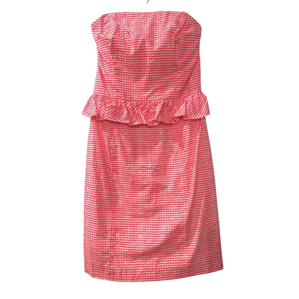Lilly Pulitzer Women's‎ Pink Strapless Lowe Gingham Dress Size 2 Cruise Vacation - Picture 3 of 9
